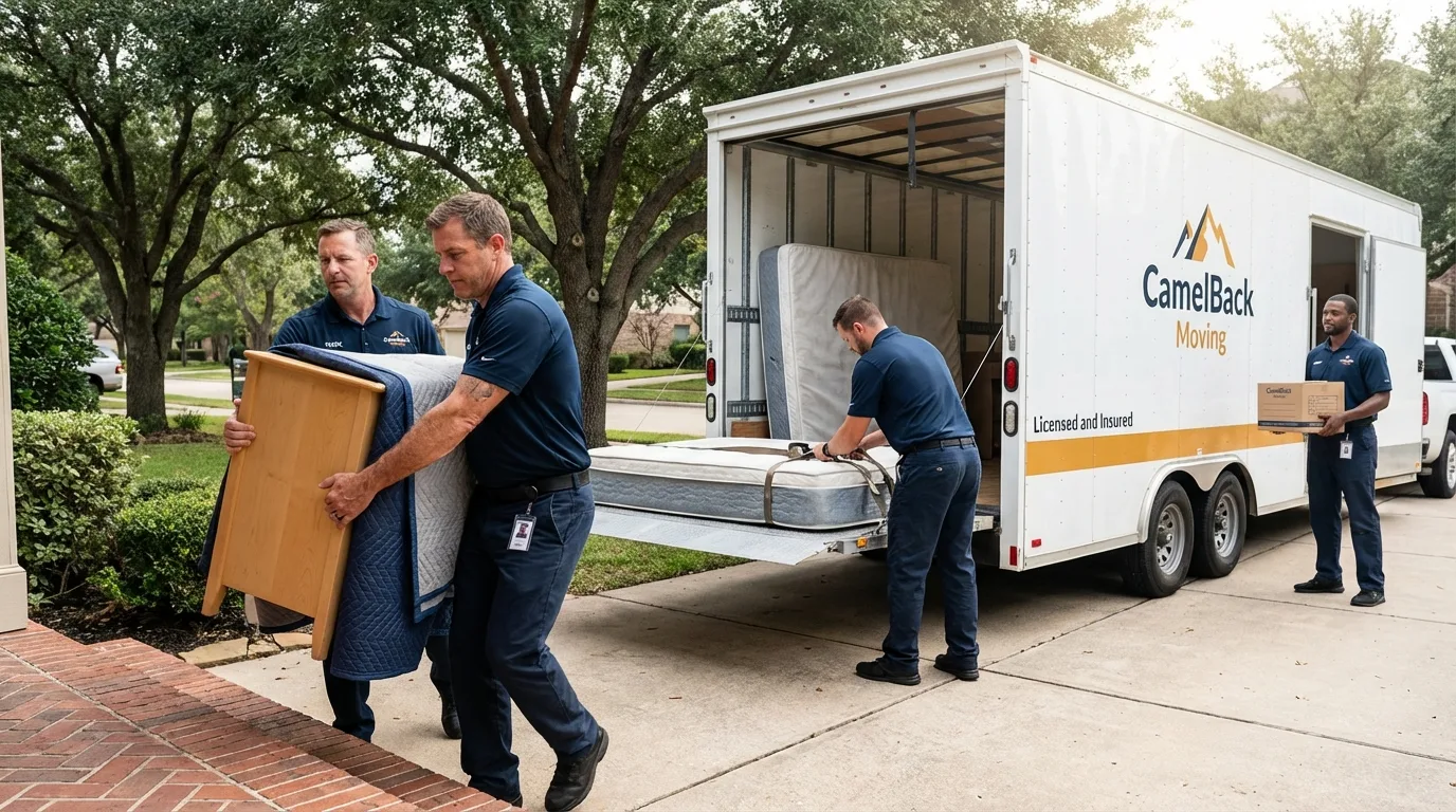 Crew loading residential truck for cross-state move from South Glens Falls, NY
