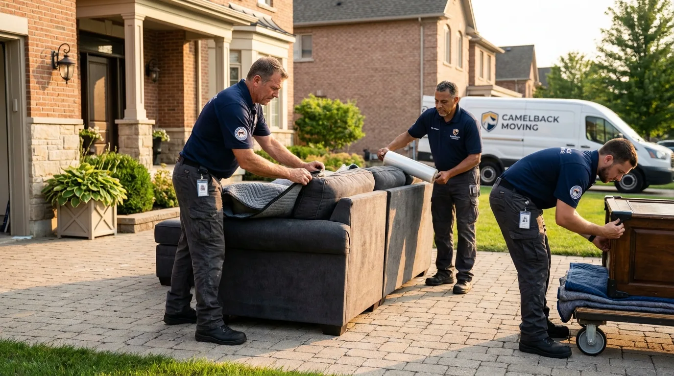 Large estate moving crew wrapping furniture in South Glens Falls, NY