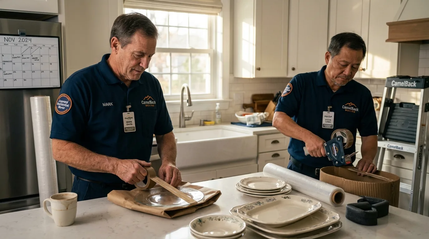 Professional crew packing kitchen dishware in South Glens Falls, NY